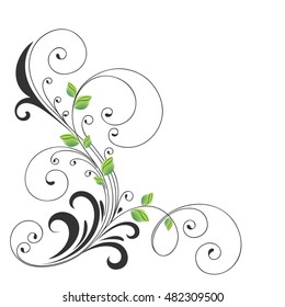 Beautiful abstract background. Vector illustration. Floral element for design with green leaves .