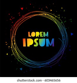 Beautiful abstract background. Vector illustration. Circle of lines and flying triangles. Space concept. Elements for design.
