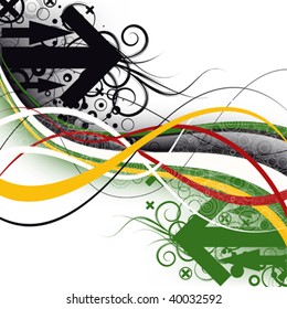 beautiful abstract background with wavy lines and ornament with arrow