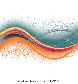 beautiful abstract background with wavy lines and ornaments
