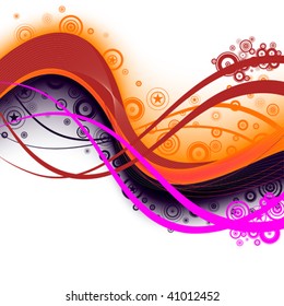 beautiful abstract background with wavy lines and circle with stars