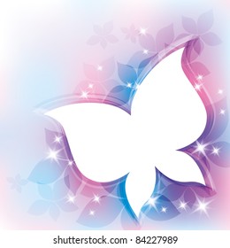 beautiful abstract background with white butterfly silhouette