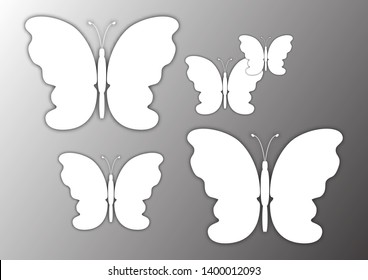 Beautiful abstract background with a white silhouette of a butterfly on a light background. Vector illustration for your design.