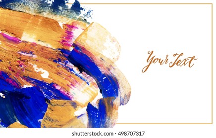 Beautiful abstract background,oil, acrylic,handmade,colored spots vector,gold,purple,white,blue