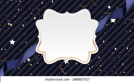 Beautiful Abstract Baclground with Blank Empty Frame and Realistic Ribbon. Vector Illustration