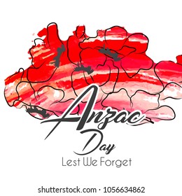 beautiful abstract, banner or poster for Anzac Day Lest We Forget with nice and creative poppies design illustration in a white background, 25th of April.