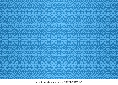 Beautiful abstract blue background with colorful seamless pattern