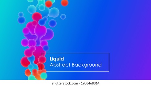 Beautiful abstract blue background with gradient rainbow blob, fluid, liquid, like lava lamp. Vector illustration for card, party, design, flyer, poster, decor, banner, web, advertising. 