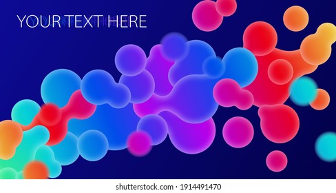 Beautiful abstract blue background with gradient rainbow blob, fluid, liquid, like lava lamp. Vector illustration for card, party, design, flyer, poster, decor, banner, web, advertising. 