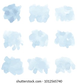beautiful abstract blue watercolor art hand paint on white background,brush textures for logo.There is a place for text.Perfect stroke design for headline.luxury boutique Illustrations.