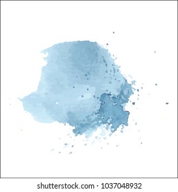 beautiful abstract blue watercolor art hand paint on white background,brush textures for logo.There is a place for text.Perfect stroke design for headline.luxury boutique Illustrations.