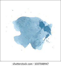 beautiful abstract blue watercolor art hand paint on white background,brush textures for logo.There is a place for text.Perfect stroke design for headline.luxury boutique Illustrations.