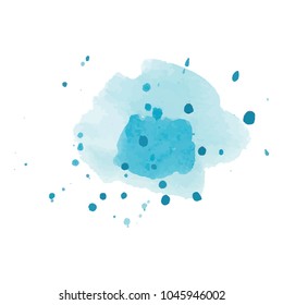 beautiful abstract blue watercolor art hand paint on white background,brush textures for logo.There is a place for text.Perfect stroke design for headline.luxury boutique Illustrations.
