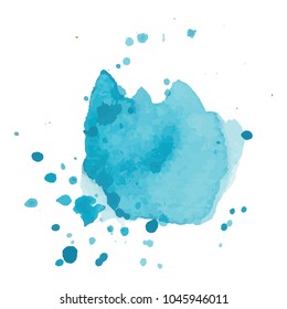 beautiful abstract blue watercolor art hand paint on white background,brush textures for logo.There is a place for text.Perfect stroke design for headline.luxury boutique Illustrations.