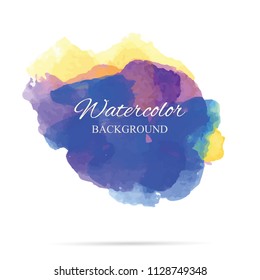 beautiful abstract blue watercolor art hand paint on white background,brush textures for logo.There is a place for text.Perfect stroke design for headline.luxury boutique Illustrations.