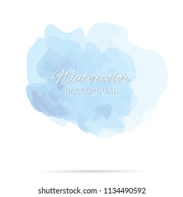 beautiful abstract blue watercolor art hand paint on white background,brush textures for logo.There is a place for text.Perfect stroke design for headline.luxury boutique Illustrations.