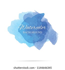 beautiful abstract blue watercolor art hand paint on white background,brush textures for logo.There is a place for text.Perfect stroke design for headline.luxury boutique Illustrations.