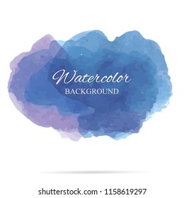 beautiful abstract blue watercolor art hand paint on white background,brush textures for logo.There is a place for text.Perfect stroke design for headline.luxury boutique Illustrations.