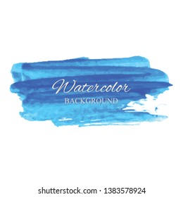 beautiful abstract blue watercolor art hand paint on white background,brush textures for logo.There is a place for text.Perfect stroke design for headline.luxury boutique Illustrations.