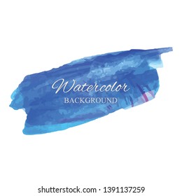 beautiful abstract blue watercolor art hand paint on white background,brush textures for logo.There is a place for text.Perfect stroke design for headline.luxury boutique Illustrations.