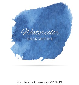 beautiful abstract blue watercolor art hand paint on white background,brush textures for logo.There is a place for text.Perfect stroke design for headline.luxury boutique Illustrations.