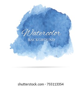 beautiful abstract blue watercolor art hand paint on white background,brush textures for logo.There is a place for text.Perfect stroke design for headline.luxury boutique Illustrations.