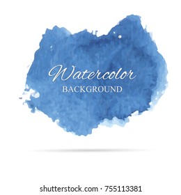 beautiful abstract blue watercolor art hand paint on white background,brush textures for logo.There is a place for text.Perfect stroke design for headline.luxury boutique Illustrations.