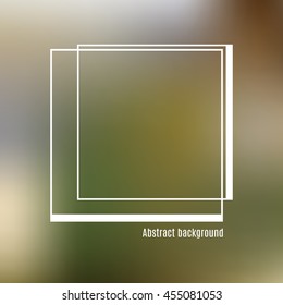 Beautiful abstract blurred colorful effect natural green background. Defocused abstract texture background with a frame for your design. Vector illustration