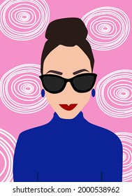 hermoso retrato abstracto hembra retrato moderno de moda vectorial ilustración de afiche con formas geométricas dibujadas a mano fondo