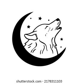 Beautiful Abstract Card Wolf Moon Vector Stock Vector (Royalty Free ...