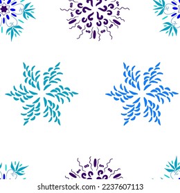 Beautiful abstract christmas seamless pattern with set of blue snowflakes. Seasonal holiday.New year holiday greeting card. Isolated vector illustration. Christmas vector. 