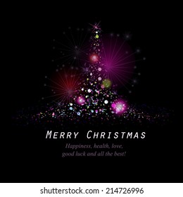 Beautiful abstract christmas tree. congratulation. Vector