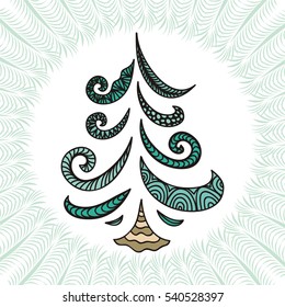 Beautiful abstract Christmas tree. Vector illustration.