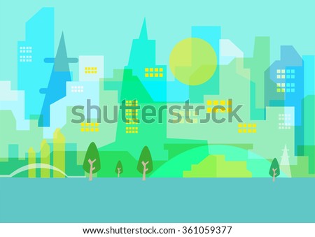 A beautiful Abstract Cityscape Artwork. Editable Clip art.