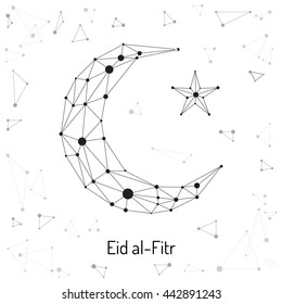 Beautiful abstract design element of the Islamic culture of the Crescent with the star, drawn for for muslim community festival Eid Mubarak
