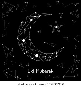Beautiful abstract design element of the Islamic culture of the Crescent with the star, drawn for for muslim community festival Eid Mubarak