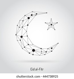 Beautiful abstract design element of the Islamic culture of the Crescent with the star, drawn for for muslim community festival Eid Mubarak