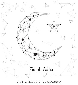Beautiful abstract design element of the Islamic culture of the Crescent with the star, drawn for for muslim community festival Eid al Adha.  Eid ul Adha vector