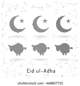 Beautiful abstract design element of the Islamic culture of the Crescent with the star, drawn for for muslim community festival Eid ul Adha.