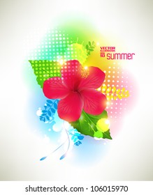 beautiful abstract digital hibiscus floral vector design