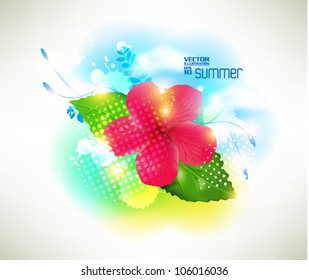 beautiful abstract digital hibiscus floral vector design