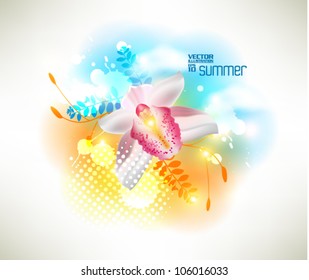 beautiful abstract digital orchid floral vector design