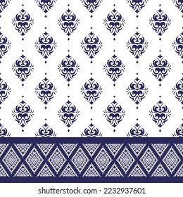 Beautiful abstract ethnic pattern blue purple background Aztec African Indian Indonesian design Ikat seamless pattern for fabric print cloth dress carpet curtains rug Sarong 