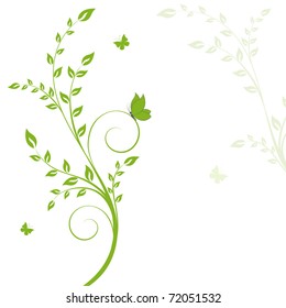 Beautiful abstract floral background with butterflies.