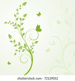 Beautiful abstract floral background with butterflies.