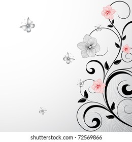 Beautiful abstract floral background with butterflies.