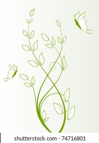 Beautiful abstract floral background with butterflies