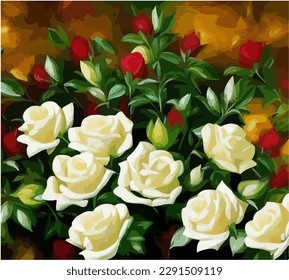 Beautiful abstract floral background with rose flowers in bloom, vector EPS 10 illustration