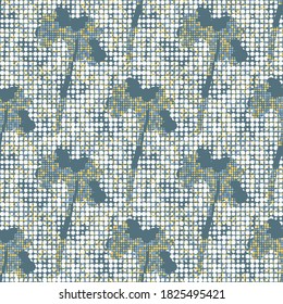 Beautiful abstract floral nursery vector wallpaper pattern. Geometric flower silhouettes with white and colourful dots. Also suitable for prints, interior decoration and textiles. 