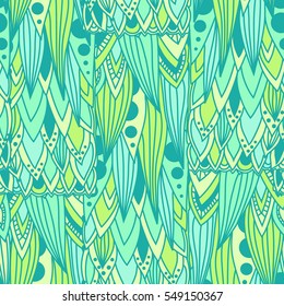 Beautiful abstract floral pattern. Decorative pattern with green leaves and flowers. It can be used for background